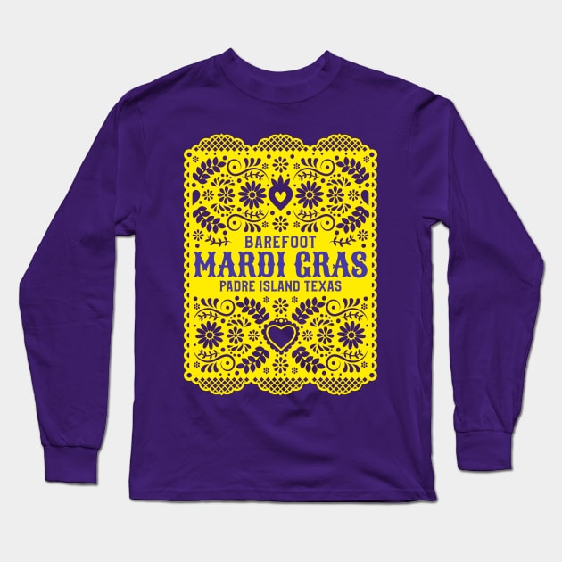 BAREFOOT MARDI GRAS T-SHIRT Long Sleeve T-Shirt by Cult Classics